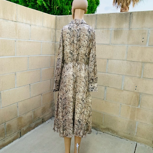 Gibson Latimer Snake Skin Long Sleeve Maxi Dress Size S - Picture 3 of 11